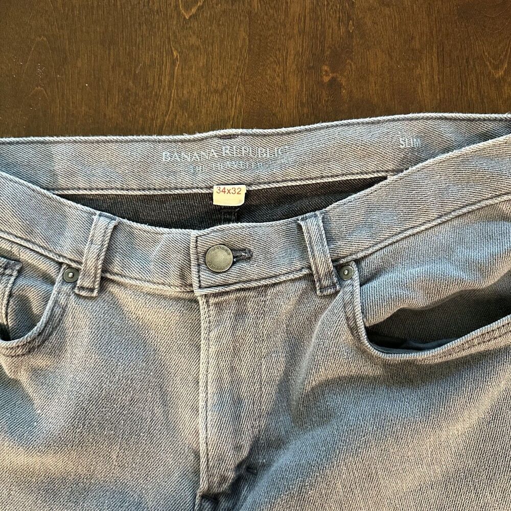 Banana Republic Men’s Gray Travel Slim Stretch 5 Pocket Jeans- Size 34x32